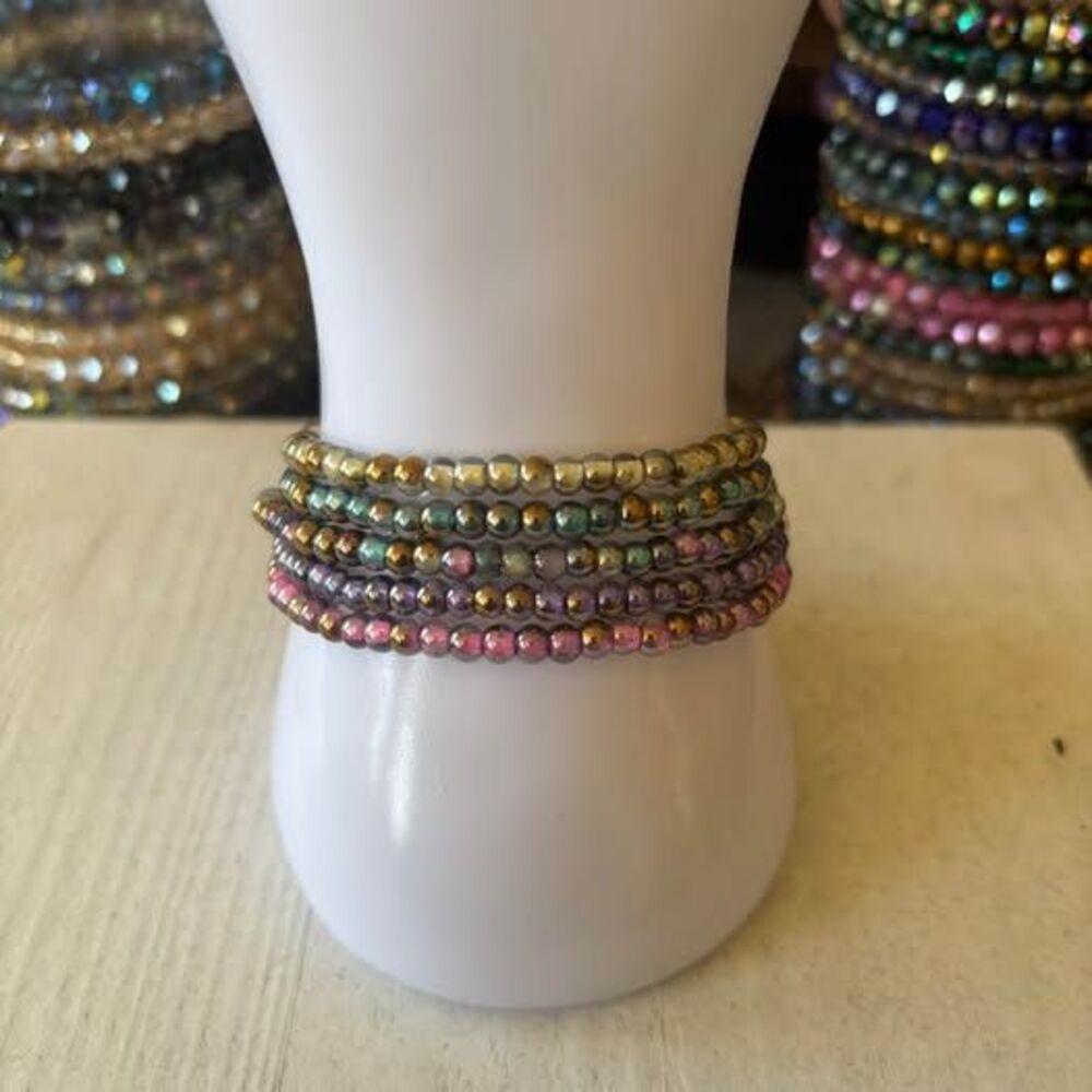 Handmade Beaded Stretch Bracelets Set of 5
